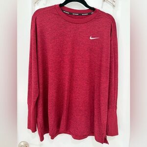 Nike Women’s Dri-FIT Long Sleeve Top, Red, Size 1X